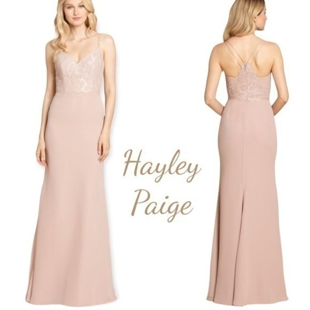 Hayley Paige Pink Sleeveless Maxi Dress NWT Size 12 Bridesmaid Evening